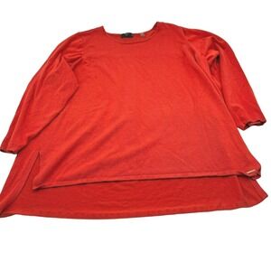 ELIE TAHARI Women's 2X Orange Long Sleeve Asymmetrical Stretch Tunic Top Shirt‎
